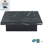 Table basse carr�e moderne avec 4 tiroirs et plateau coulissant, finition marbre, structure robuste jusqu'� ...