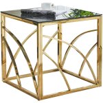 Table basse carr�e moderne en verre tremp� de 8 mm avec cadre dor� - acier inoxydable plaqu� or - design ...