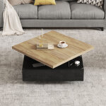 Table basse carr�e pivotante - 70x70x36cm - 1 tiroir - plateau pivotant � 360� - structure double couche ...
