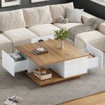 Table basse carr�e avec rangement ouvert, 3 tiroirs, table d'appoint de canap�, table de salon de chambre, ...