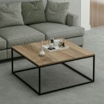 Table basse carr�e style minimaliste effet noyer jena