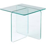 Table basse carr�e en verre tremp� 50cm transparent - glintz
