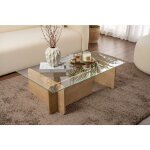 Table basse verre fixe gigogne rectangulaire bois en chêne 105x65x30 cm pour salon ou bureau Table basse verre fixe gigogne rectangulaire bois en chêne 105x65x30 cm pour salon ou bureau