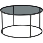 Table basse console d'appoint 45 x 80 cm verre tremp fum noir