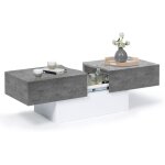 Table basse coulissante marta bois blanc et plateau effet béton Table basse coulissante marta bois blanc et plateau effet béton