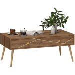 Homcom - table basse design art déco - 2 tiroirs coulissants - piètement poignées coniques métal doré ... Homcom - table basse design art déco - 2 tiroirs coulissants - piètement poignées coniques métal doré ...