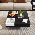 Tanant - table basse avec clairage led 72 x 72 x 30 cm, table de salon haute brillance, table d'appoint ...