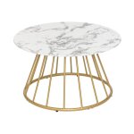 Atmosphera - table basse effet marbre 'rayo' 70cm blanc