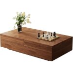Oleylucklive - table basse extensible noyer 120 - 208 cm, rangement cach�, forme rectangulaire