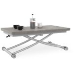 Table basse extensible relevable en table à manger rectangulaire urbana plateau effet béton pied gris ... Table basse extensible relevable en table à manger rectangulaire urbana plateau effet béton pied gris ...