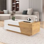Table basse extensible avec tiroirs, table de salon moderne � structure color block, 120 � 50 � 37. 5 ...