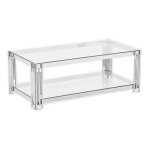 Table basse flute chrome verre transparent 120x60x45 cm