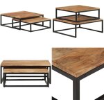 Vidaxl - tables basses gigognes 2 pcs bois d'acacia massif - table basse industrielle - table basse bois ...