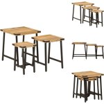 Tables basses gigognes 3 pcs bois massif de manguier et fer - table basse gigogne - table d'appoint - ...