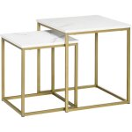 Table basse gigogne ensemble de 2 avec cadre en acier robuste - design modulable pour salon et chambre ... Table basse gigogne ensemble de 2 avec cadre en acier robuste - design modulable pour salon et chambre ...
