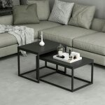 Table basse gigogne noire design moderne (lot de 2) jena