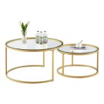 H. j wedoo - tables basses gigognes rondes style scandinave - table de salon - 80 x 45 cm et 60 x 35 ...