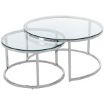 Tables basses gigognes en verre tremp et acier inoxydable - argent - maevane ii de pascal morabito