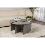 Calicosy ? table basse gigogne gris b�ton ? agglom�r� m�lamin� 100% ? 90x90 cm ? hauteur 41 cm ? design ...