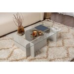Table basse verre fixe gigogne rectangulaire bois en gris 105x65x30 cm pour salon ou bureau Table basse verre fixe gigogne rectangulaire bois en gris 105x65x30 cm pour salon ou bureau