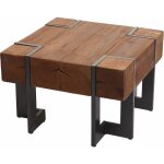 Hhg - jamais utilis] table basse 887, table de salon, bois de sapin rustique massif, brun 60x60cm