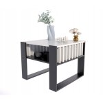 Table basse iga blanc / noir - table de salon carrée avec étagère - 60 x 63. 6 x 50 cm Table basse iga blanc / noir - table de salon carrée avec étagère - 60 x 63. 6 x 50 cm