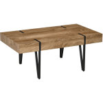 Table basse industrielle en bois recycl� avec pi�tement m�tal noir et plateau rectangulaire rustique