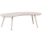 Table basse de jardin en aluminium 130 x 65 cm r�sistant aux uv et � l'eau forme d'haricot beige parori ...
