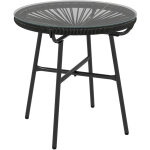 Table basse de jardin - outsunny - ronde - aspect rotin et plateau en verre tremp� - en r�sine m�tal ...