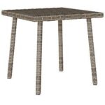 Table basse de jardin rectangulaire gris 40x40x37 rotin