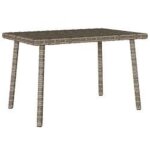 Table basse de jardin rectangulaire gris 60x40x37 rotin