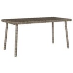 Table basse de jardin rectangulaire gris 80x40x37 rotin