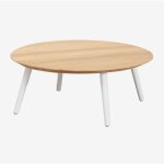 Sklum - table basse de jardin ronde Ø80 cm en teck et aluminium salbury blanc Sklum - table basse de jardin ronde Ø80 cm en teck et aluminium salbury blanc