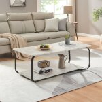[en. casa] - table basse kolta 120 x 60 x 43 cm effet marbre blanc noir