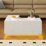 Table basse laqu�e avec �clairage led, plateau extensible et rangement cach�, lumi�re ajustable en 16 ...