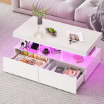 Blanketswarm ? table basse laqu�e led 104 x 53 x 46 cm ? �clairage rgb personnalisable ? 2 grands tiroirs ...