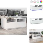 Table basse avec lumi�res led blanc 90x49x40 cm - table basse design - table basse led - table basse ...