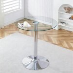 Table basse minimaliste moderne 89x89x92 cm - structure en poutres et plateau en verre, design l�ger ...