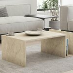 Pier import ? table basse fixe moderne effet travertin ? dimensions 87x50x32 cm ? bois mdf m�lamin� ? ...