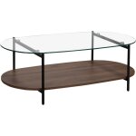 Table basse moderne ovale l 120 cm en verre transparent