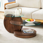 Table basse moderne en verre tremp� s�curitaire, conception � niveaux avec support en mdf de haute qualit�, ...