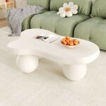 Table basse nuage 95x62. 5x32 cm avec led 16 couleurs design rond moderne mdf blanc