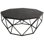 Table basse octogonale bois noir effet marbre et pieds acier noir diva 90cm Table basse octogonale bois noir effet marbre et pieds acier noir diva 90cm