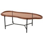 Table basse organique 118x48x40 cm en verre fum� et bois