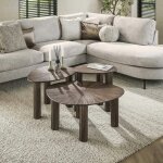 Table basse organique en bois de teck forme triangle (lot de 3) yogy