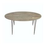 Toscohome - table basse ovale 40x50h pour salon gris pin terek pieds noirs
