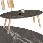 Tectake - table basse ovale acerra, effet marbre 100x50x34, 5 cm - Tectake - table basse ovale acerra, effet marbre 100x50x34, 5 cm -