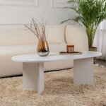Pier import - table basse ovale blanche effet laque - pieds en v marfa Pier import - table basse ovale blanche effet laque - pieds en v marfa