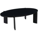 Table basse ovale en bois de manguier massif noir 120cm