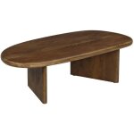 Table basse ovale bois de manguier noyer. l 119. 5 x p 60 x h 35cm Table basse ovale bois de manguier noyer. l 119. 5 x p 60 x h 35cm